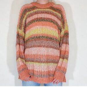 American Eagle Outfitters 🦅 Chunky Knit Sweater Pullover Crew Neck Orange - S